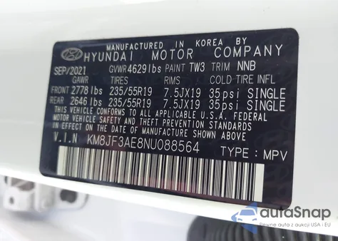 2022 Hyundai Tucson N Line from USA, damaged, VIN KM8JF3AE8NU088564